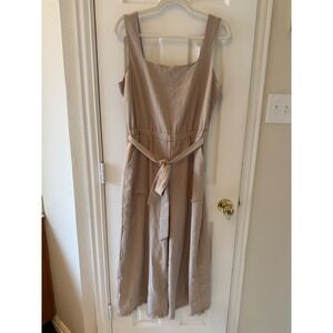 NWT‎ Gilli Women's Jumpsuit Wide Leg Sleeveless Beige Casual Chic Belted Large